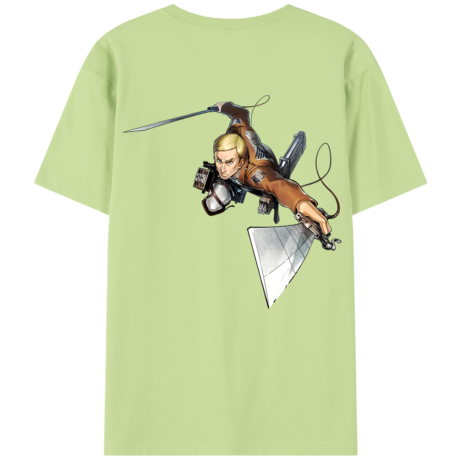 （画像用） 進撃の巨人 エルヴィン・スミス Attack on Titan Erwin Smith 綿100％半袖Tシャツ（背面プリント）